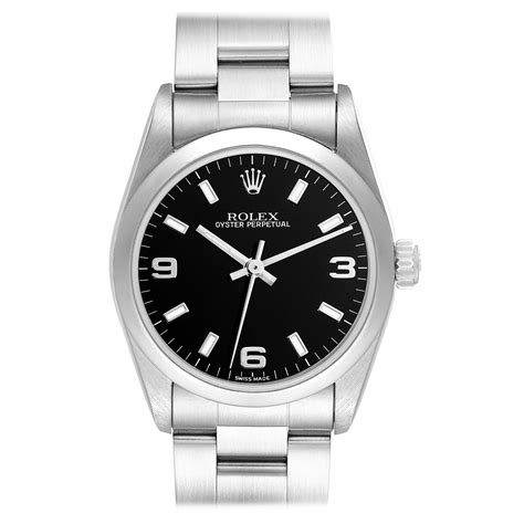 Rolex Oyster Perpetual 31 Midsize Black Dial Steel Ladies Watch 